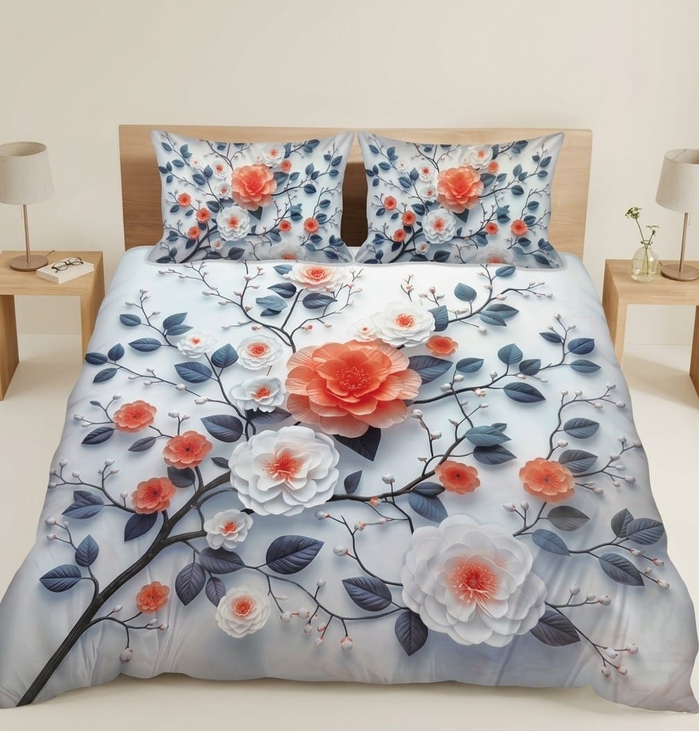 3D Cotton Bedsheet 3pcs (D53)
