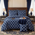 Blue Pendora Comforter Set- 7 Pcs - Aspire Bedding