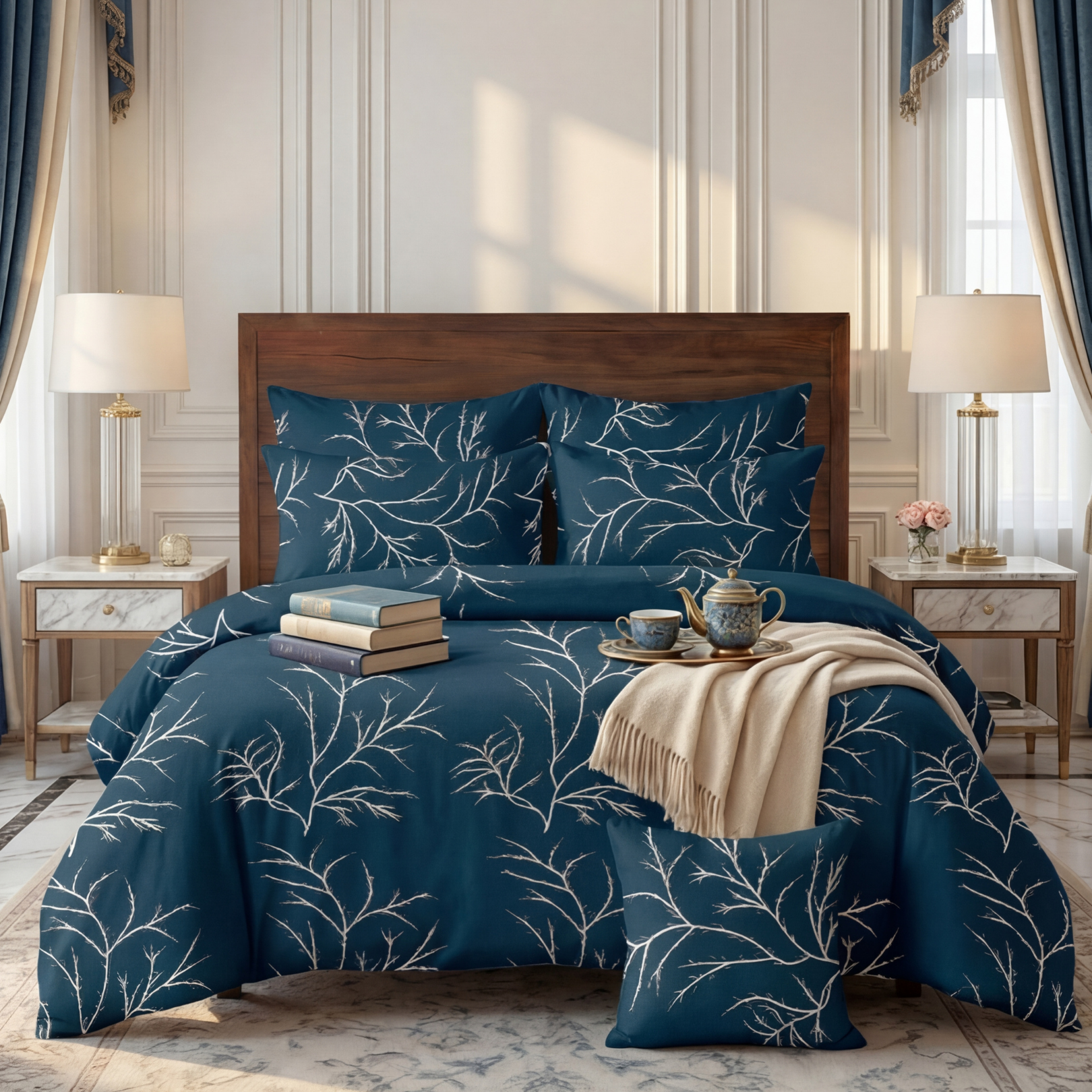 GREY BUNCH Comforter Set- 7 Pcs - Aspire Bedding