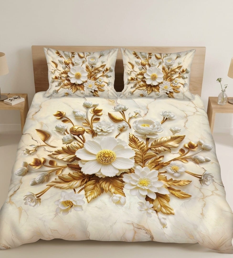 3D Cotton Bedsheet 3pcs (D60)