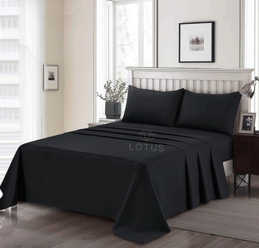 3 Pcs King Size Ultra Soft Dyed Bedsheet - Black