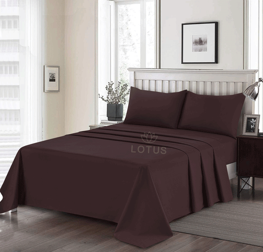 3 Pcs King Size Ultra Soft Dyed Bedsheet - Chocolate