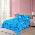 3 Pcs King Size 100% Cotton Bedsheet - Geometric Square