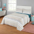 3 Pcs King Size 100% Cotton Bedsheet - Multi Stripes