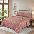 3 Pcs King Size 100% Cotton Bedsheet - Paisley