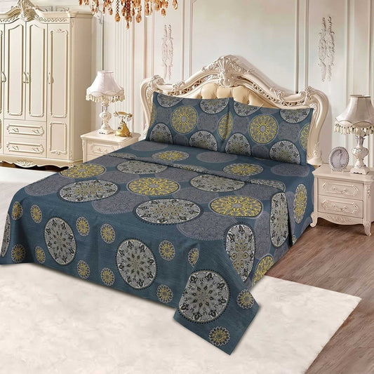 3 Pcs King Size Ultra Soft Bedsheet - Orbit