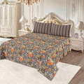 3 Pcs King Size Cotton Mix Bedsheet - Emerald Blossom Charm