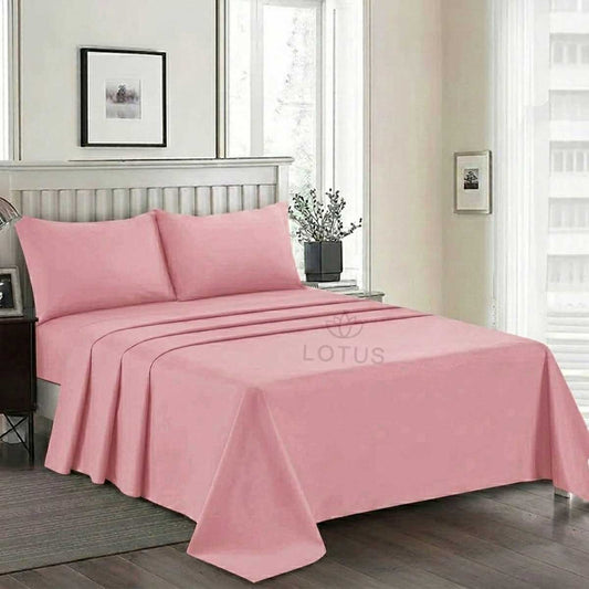 3 Pcs King Size Easy Care Dyed Bedsheet - Baby Pink (Limited Stock)