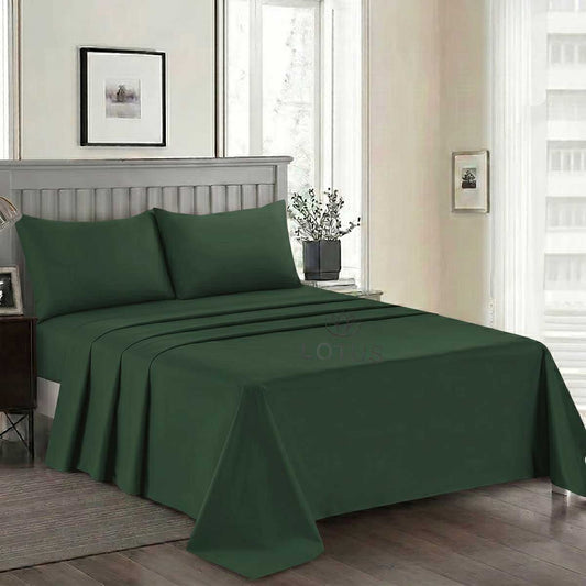 3 Pcs King Size Easy Care Dyed Bedsheet - Green (Limited Stock)