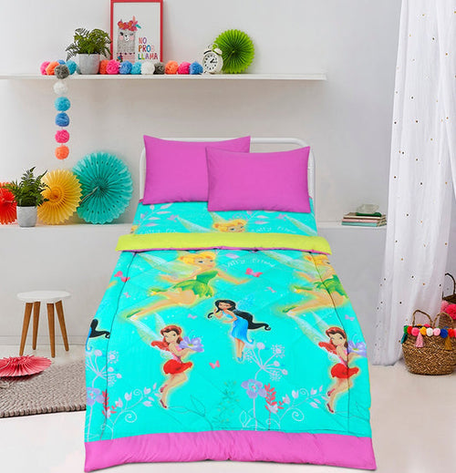 2 Pcs Single Size Cartoon Bedsheet - Fairy Friends