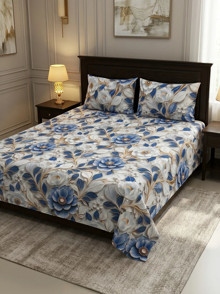3D Cotton Bedsheet 3pcs (D16)