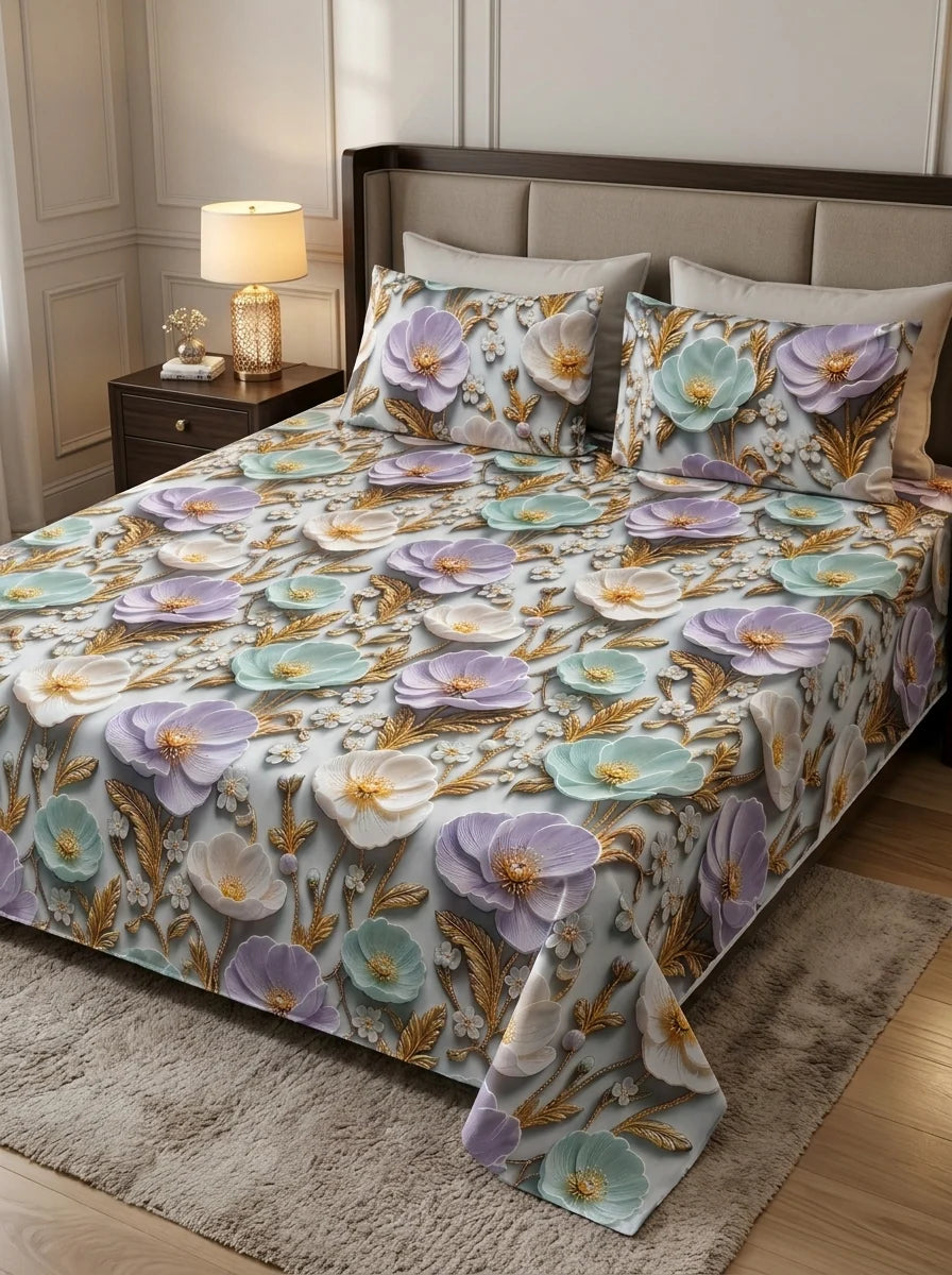 3D Cotton Bedsheet 3pcs (D20)