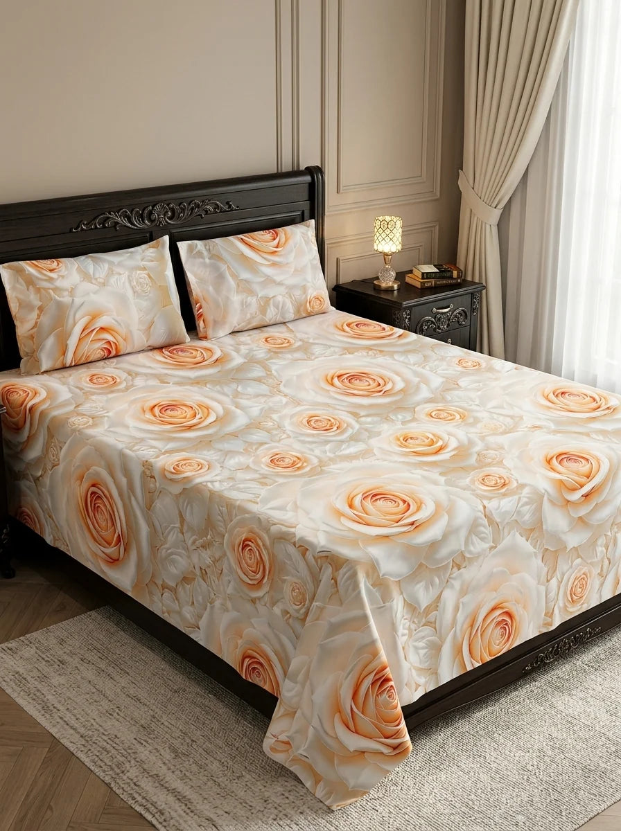 3D Cotton Bedsheet 3pcs (D02)