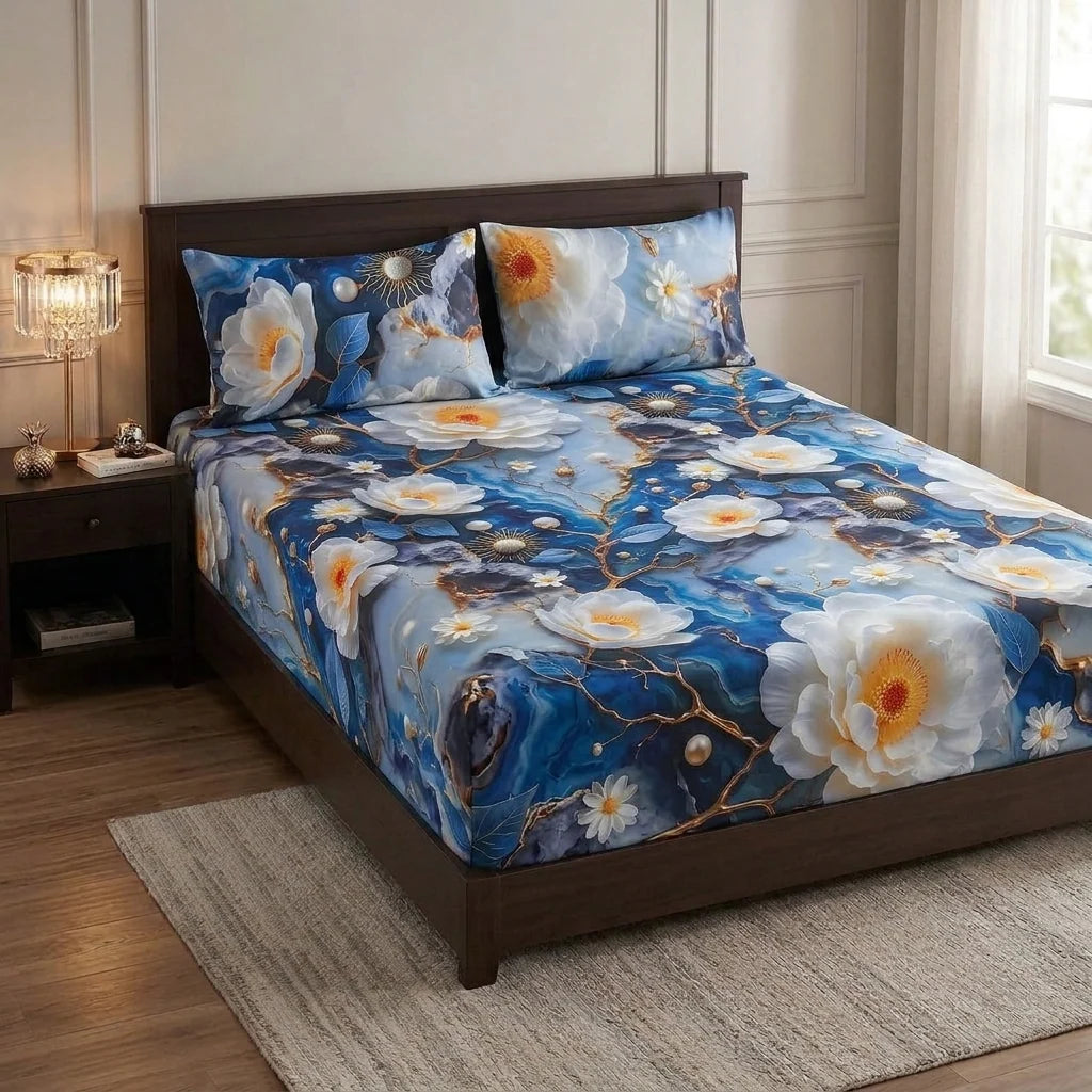 3D Cotton Bedsheet 3pcs (D13)