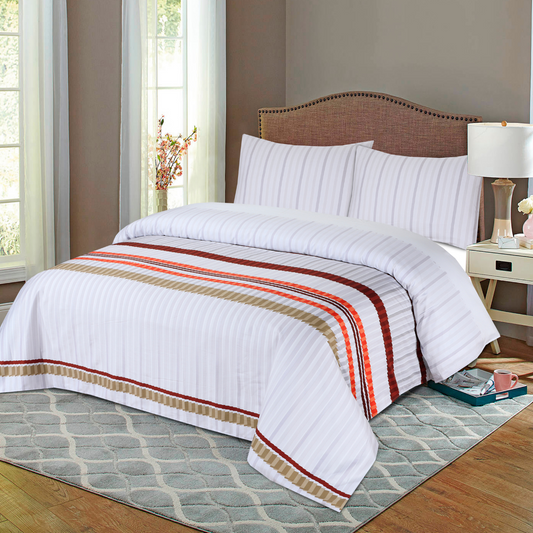 3 Pcs King Size 100% Cotton SATEEN Bedsheet - Pixels