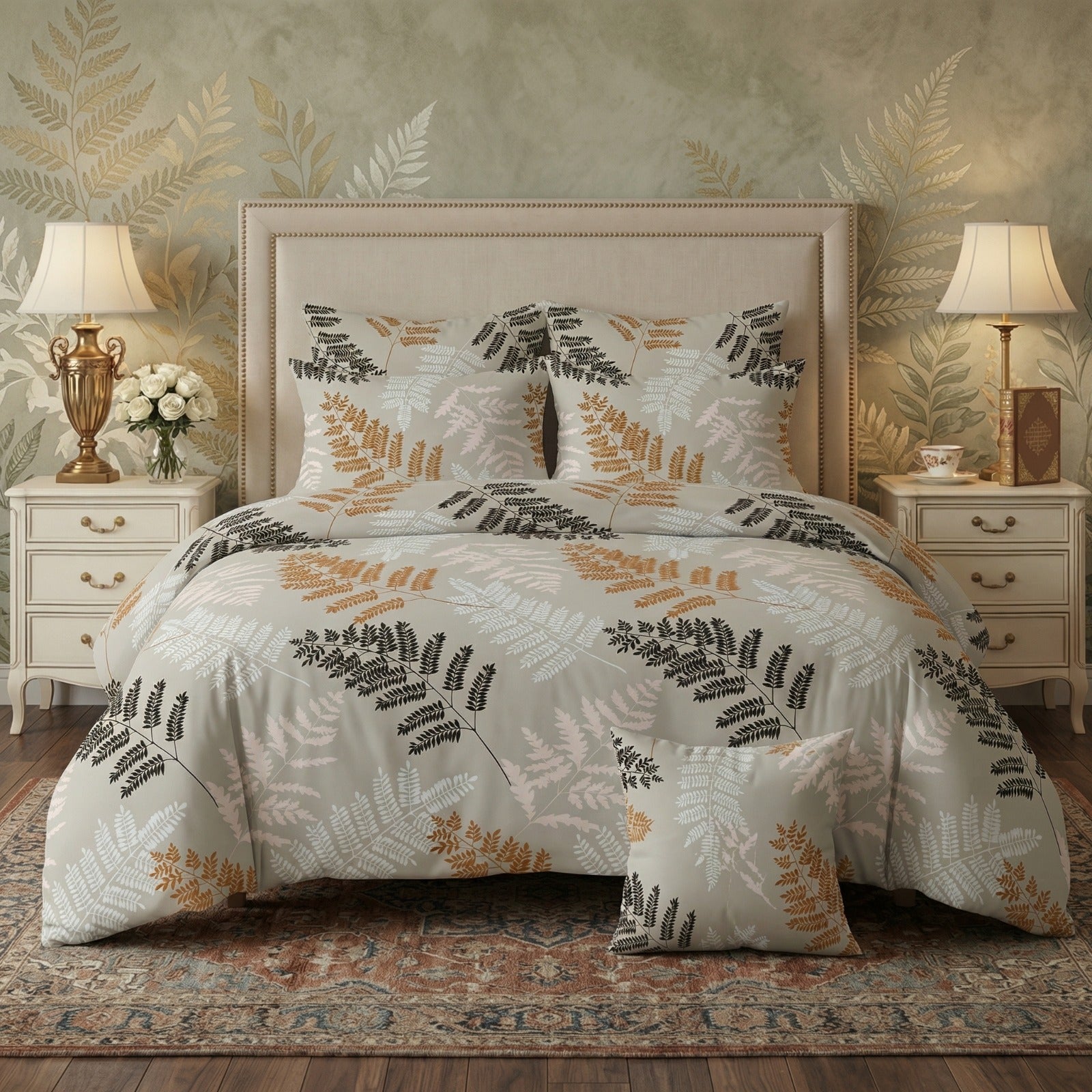 FERN LEAF Comforter Set- 7 Pcs - Aspire Bedding