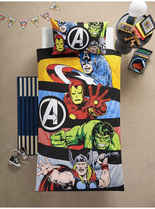 2 Pcs Single Size Cartoon Bedsheet - Avengers 2
