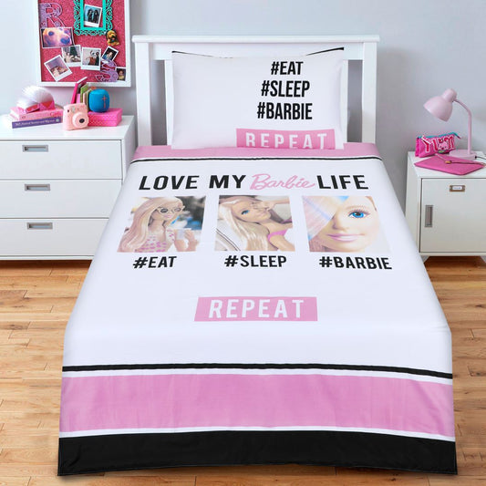 2 Pcs Single Size Cartoon Bedsheet - Barbie Life