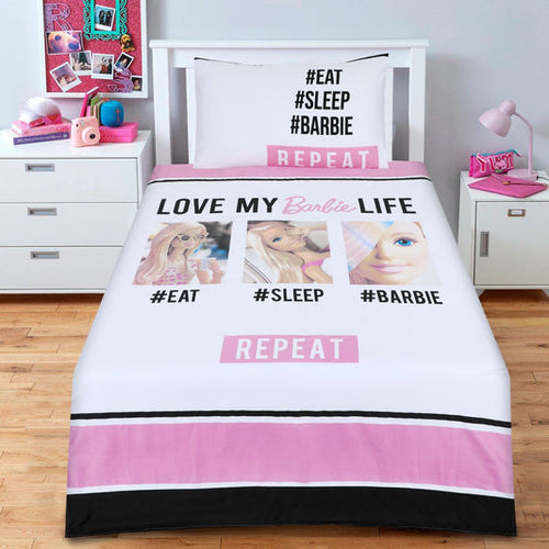 2 Pcs Single Size Cartoon Bedsheet - Barbie Life