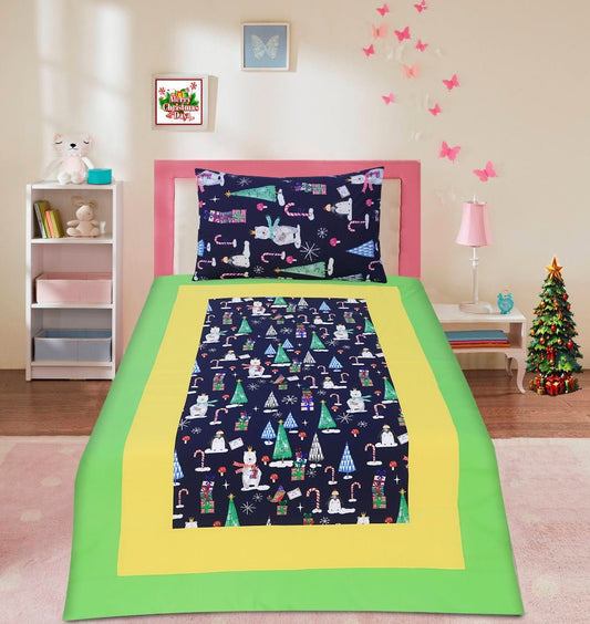 2 Pcs Single Size Cartoon Bedsheet - Pleated
