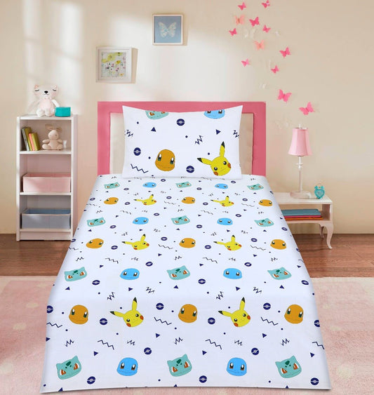 2 Pcs Single Size Cartoon Bedsheet - Poke_Mon