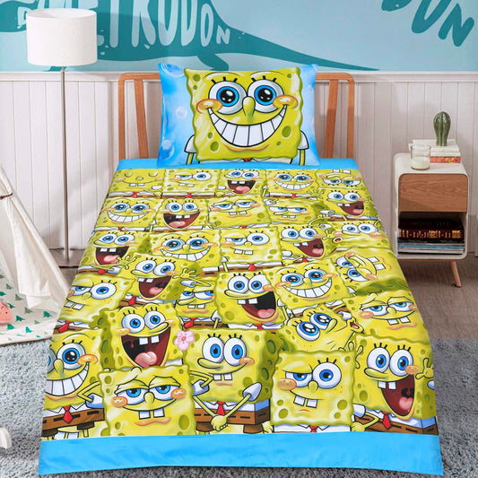 2 Pcs Single Size Cartoon Bedsheet - SpongBob
