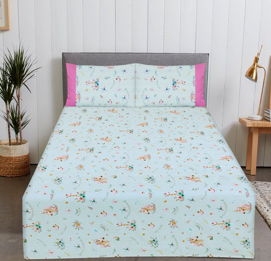 2 Pcs Single Size Cartoon Bedsheet - Sweet Dreams