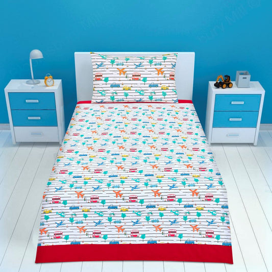 2 Pcs Single Size Cartoon Bedsheet - Tuck