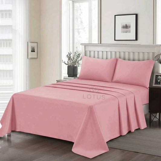 3 Pcs King Size Ultra Soft Dyed Bedsheet - Baby Pink (Limited Stock)