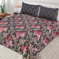 3 Pcs King Size Cotton Mix Bedsheet - Classic Floral Charm