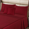 5 Pcs King Size 100% Cotton SATEEN Bedsheet - Chili Pepper Seven Stripes