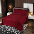 3 Pcs King Size 100% Cotton SATEEN Bedsheet - Chili Pepper Diagonal Square