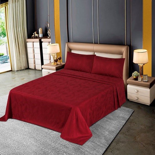 3 Pcs King Size 100% Cotton SATEEN Bedsheet - Chili Pepper Paisley