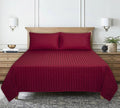 3 Pcs King Size 100% Cotton Sateen Bedsheet - Chili Pepper Stripes