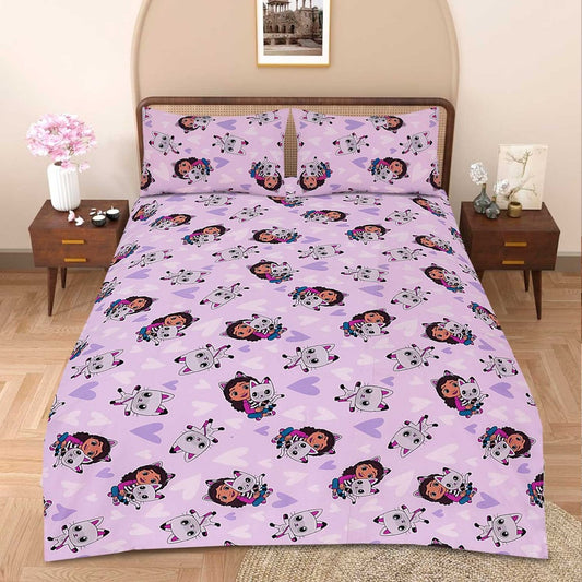 3 Pcs King Size Cartoon Bedsheet - Dreamland Adventures ( Glow in Dark)