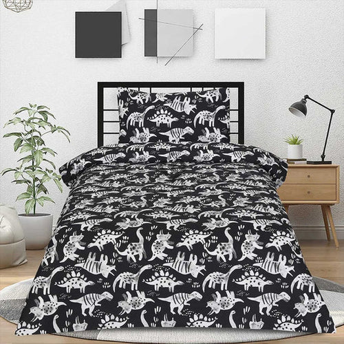 2 Pcs Single Size Cartoon Bedsheet - Dinosaurs