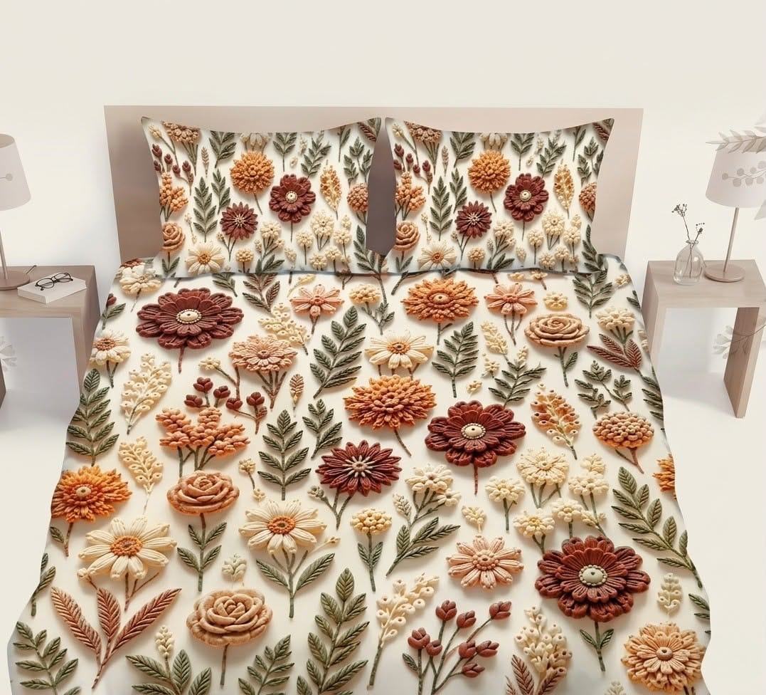 3D Cotton Bedsheet 3pcs (D54)