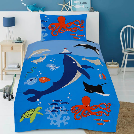 2 Pcs Single Size Cartoon Bedsheet - Fun Zoo