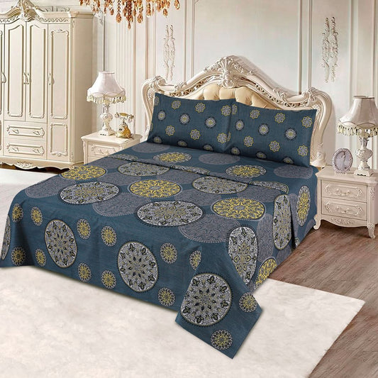 3 Pcs King Size Cotton Mix Bedsheet - Gray Luxe Touch