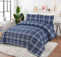 3 Pcs King Size 100% Cotton Yarn Dyed Bedsheet - Gray Plaid