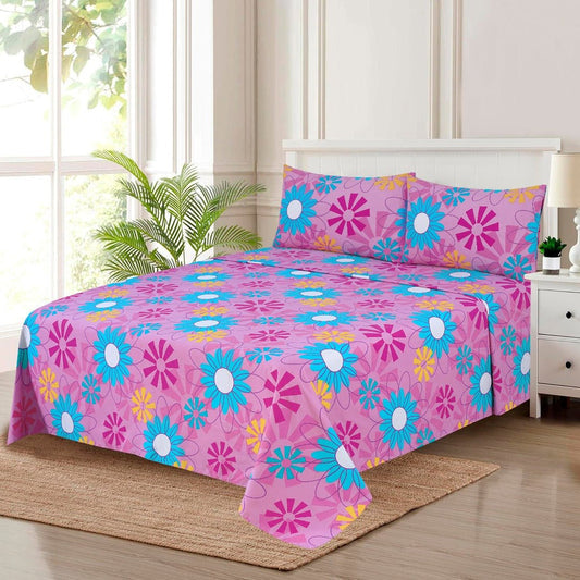 3 Pcs King Size 100% Cotton Bedsheet - Heritage Floral
