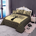 4 Pcs King Size Jacquard Velvet Bedsheet - Autumn Tree Black