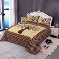 4 Pcs King Size Jacquard Velvet Bedsheet - Autumn Tree Chocolate
