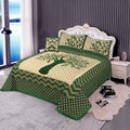 4 Pcs King Size Jacquard Velvet Bedsheet - Autumn Tree Forest Green