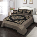 4 Pcs King Size Jacquard Velvet Bedsheet - Heart Black