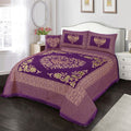4 Pcs King Size Jacquard Velvet Bedsheet - Heart Dark Magenta