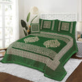 4 Pcs King Size Jacquard Velvet Bedsheet -Mandala Forest Green