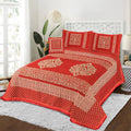 4 Pcs King Size Jacquard Velvet Bedsheet - Mandala Red