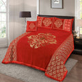 4 Pcs King Size Jacquard Velvet Bedsheet - Victorian Red