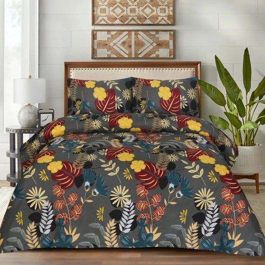 3 Pcs King Size Ultra Soft Bedsheet - Leafmist